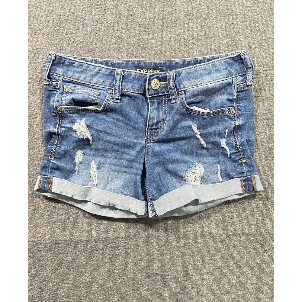 Express Women's Denim Shorts Low Rise Midi Size 2